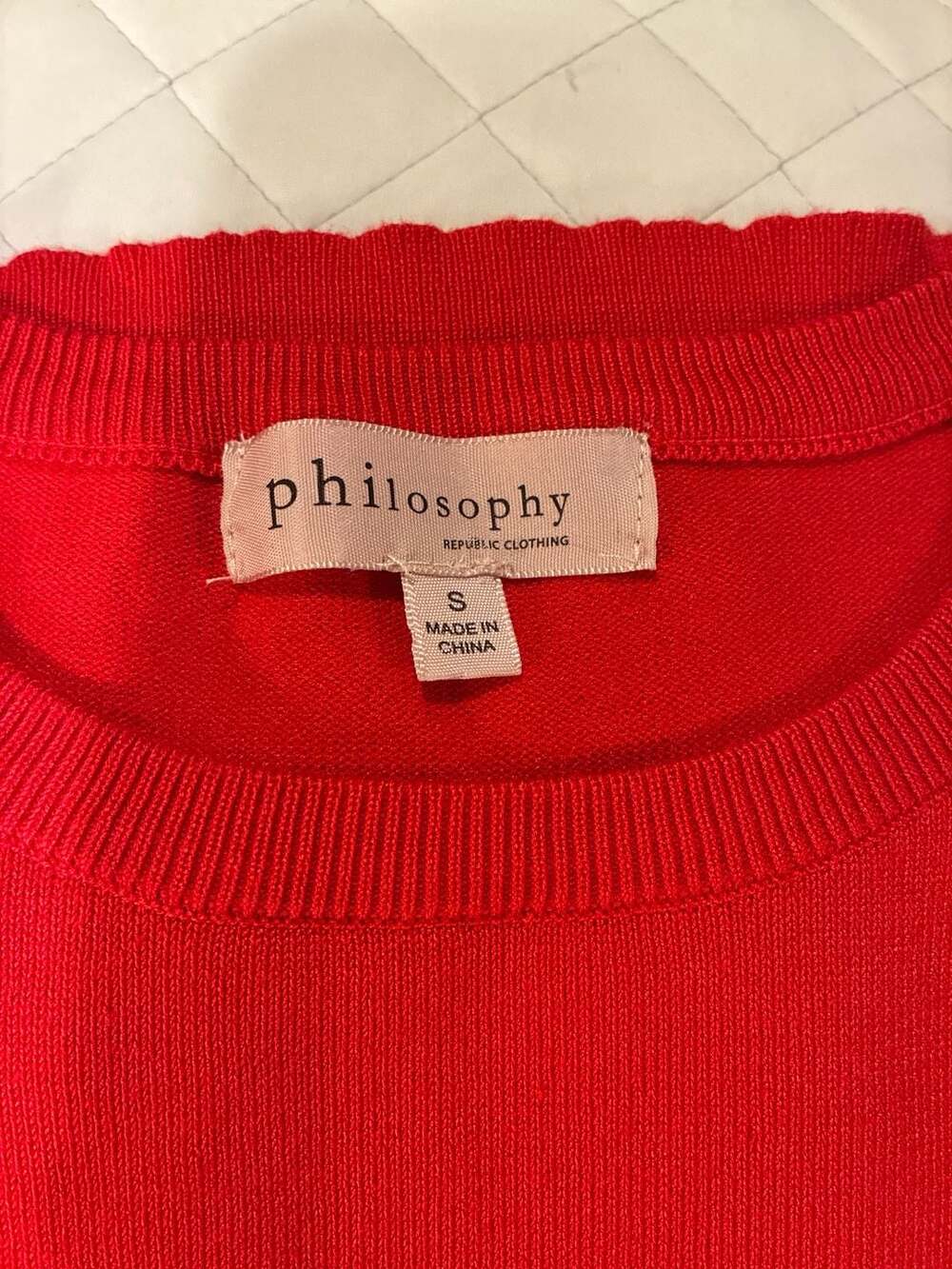 Philosophy Republic Clothing Red Puff Sleeve Button Cuff Sweater Size S